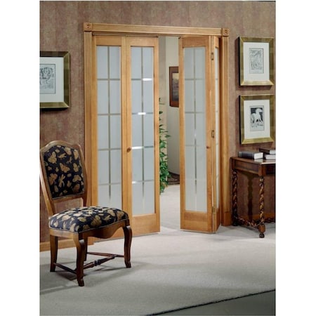 Parche 32 x 80 in. Full Glass Mission Bifold Door, Unfinished Pine PA3036510
